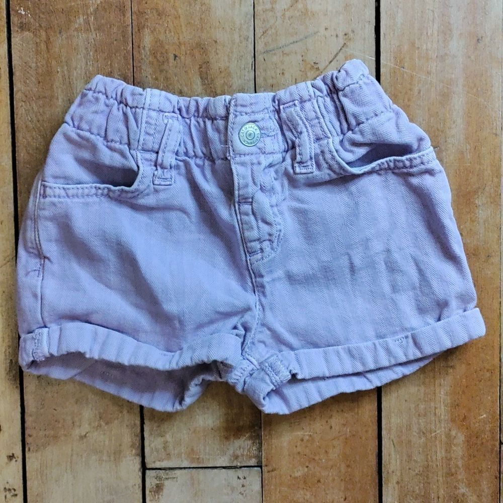 Cat & Jack Shorts 3T Purple Jean Shorts Paperbag Waist Spring Summer Cotton